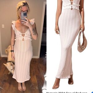 White lace maternity dress photoshoot